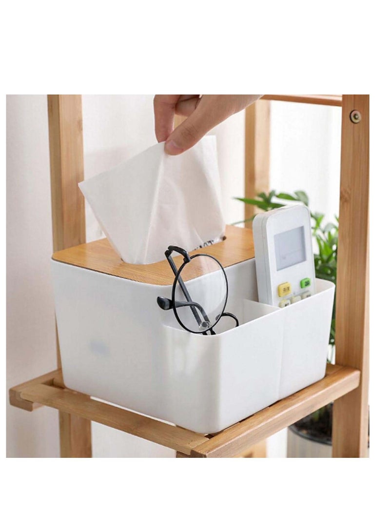 Tissue Box, Box Holder, Creative Multifunctional Bamboo Wooden, Desktop Sundries Storage Household Office Organizer for Office, Kitchen, Living Room, Bedroom - Image 2